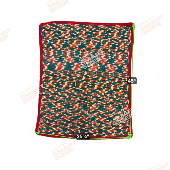 Handmade Crochet Afghan Throw Blanket Wheelchair Lap Red Border Primary Colors - Picture 4 of 4